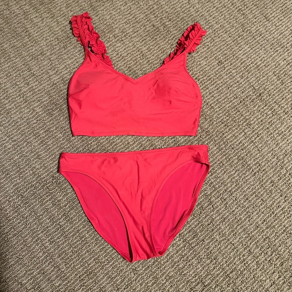 Aerie Red Ruffle Bikini Set - Picture 1 of 7